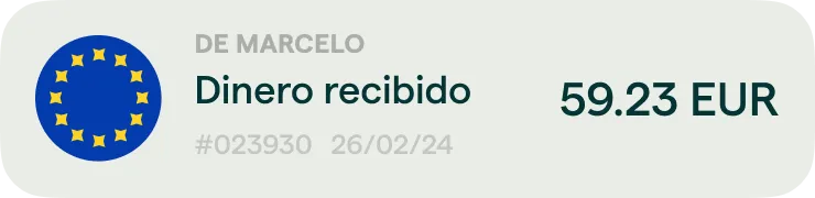 Una tarjeta de presentación con las palabras «dinero enviado».