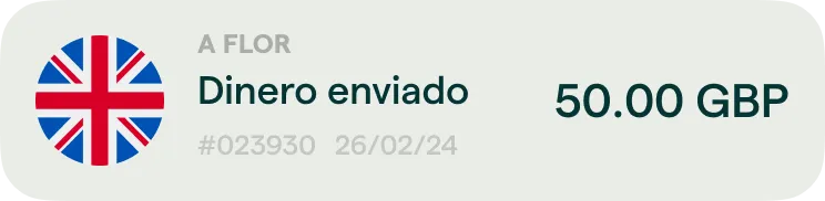 Una tarjeta de presentación con las palabras «dinero enviado».