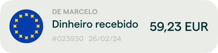 Um cartão de visita com as palavras dinheiro enviado.