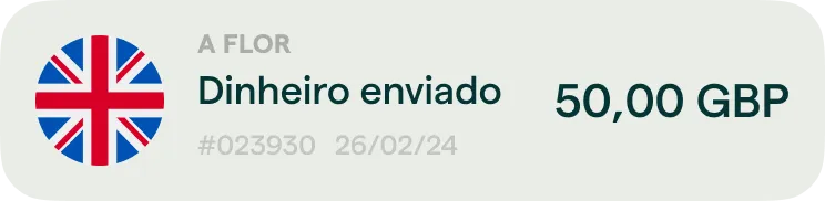 Um cartão de visita com as palavras dinheiro enviado.