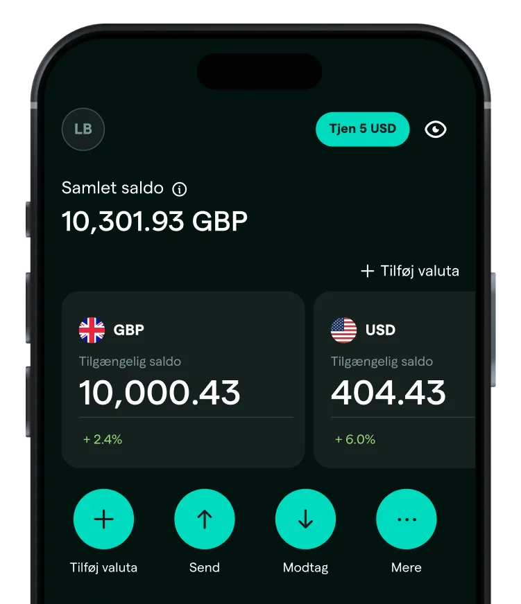 En mobiltelefon, der viser saldoen på en bankkonto.