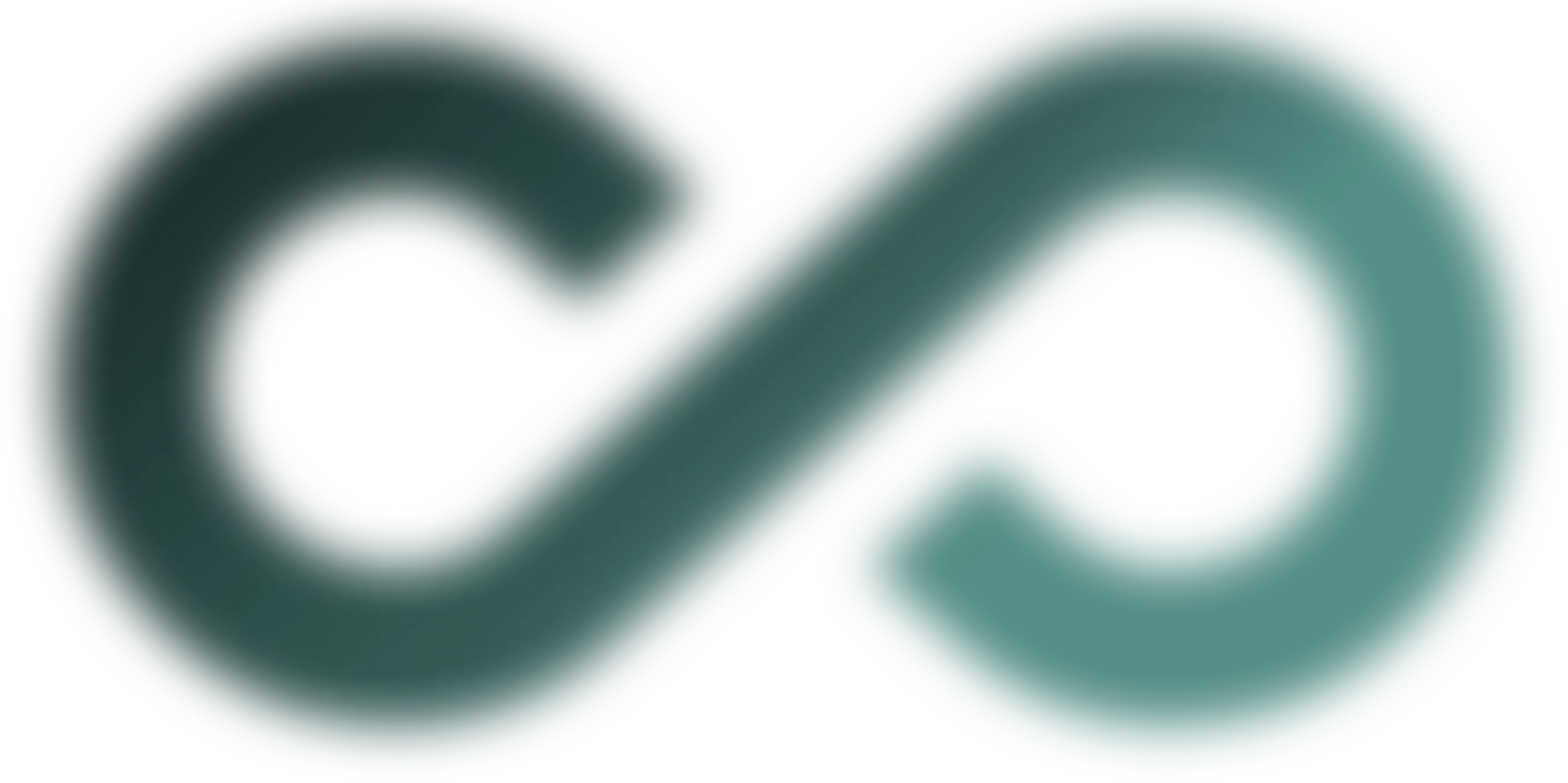 Stylized infinity symbol with a gradient from dark teal on the left to light teal on the right.