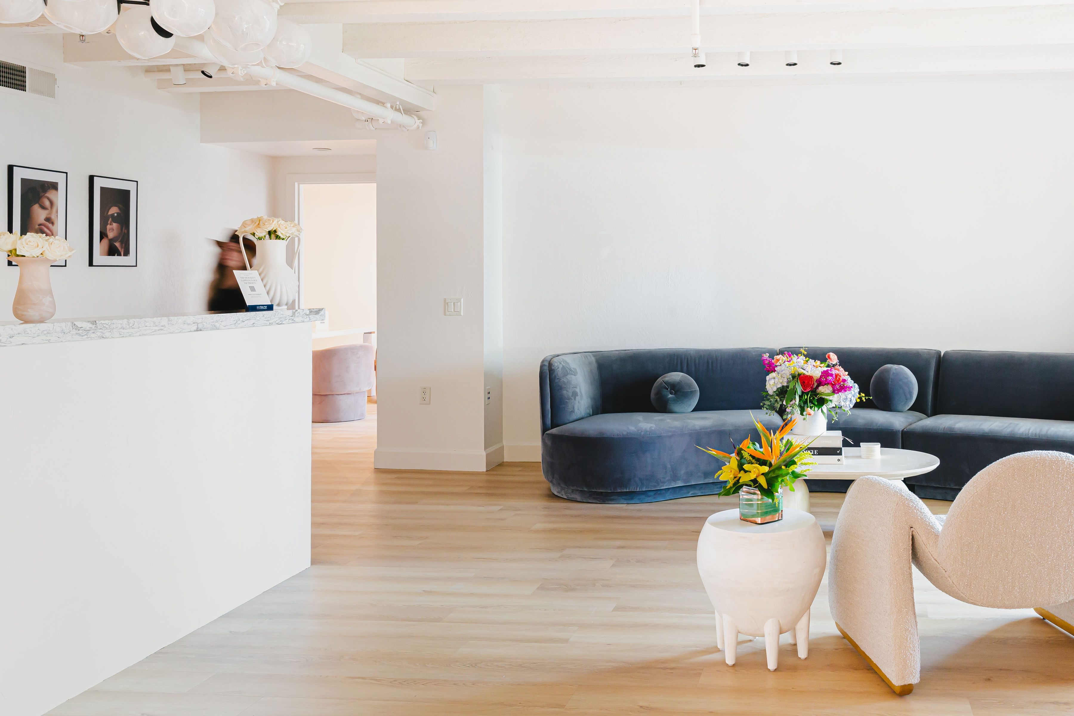 image of welcoming reception area at plush laser
