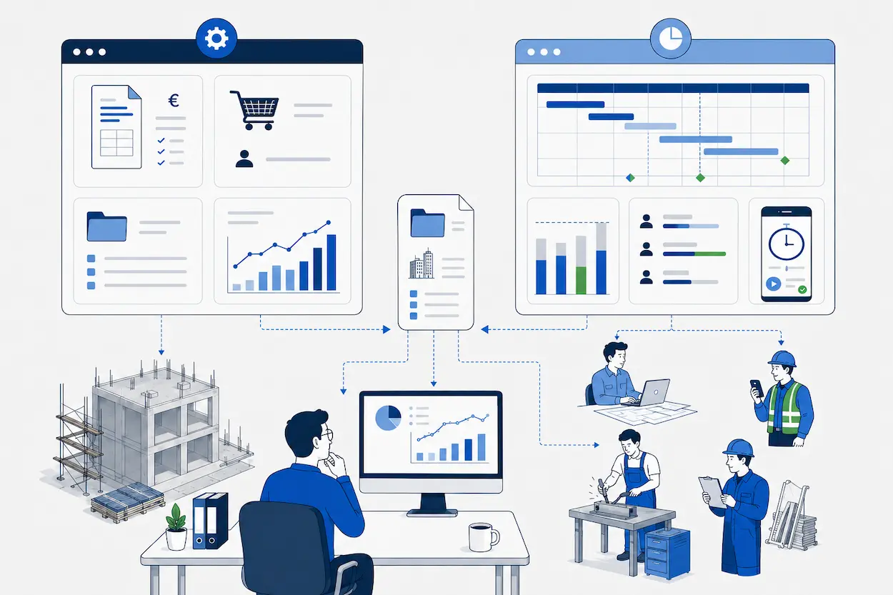 ERP BTP et planning : deux outils complémentaires pour relier gestion, capacité des équipes, planification opérationnelle et suivi des temps