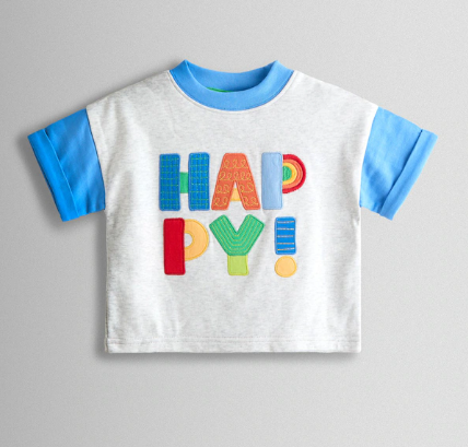 happy applique shirt
