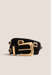 Black Stone Embellished Suede Arch Belt