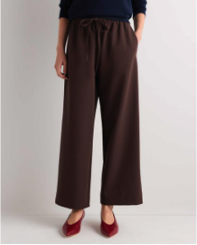 Stretch Crepe Drawstring Wide Leg Pants