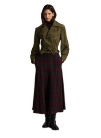 Plaid Tweed Fitted Yoke Skirt