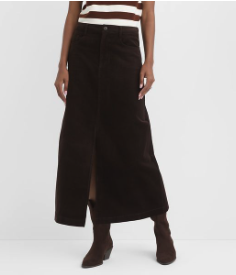 Brushed Corduroy Midi Skirt