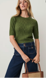 Pointelle Trim Sweater