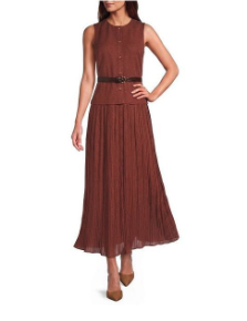 Rosemary Button Front Belted Sleeveless Dress