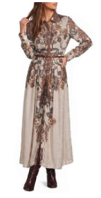 Maggie Paisley Long Sleeve Belted Dress