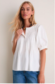 Cotton Hand-Smocked Aurora Top – White