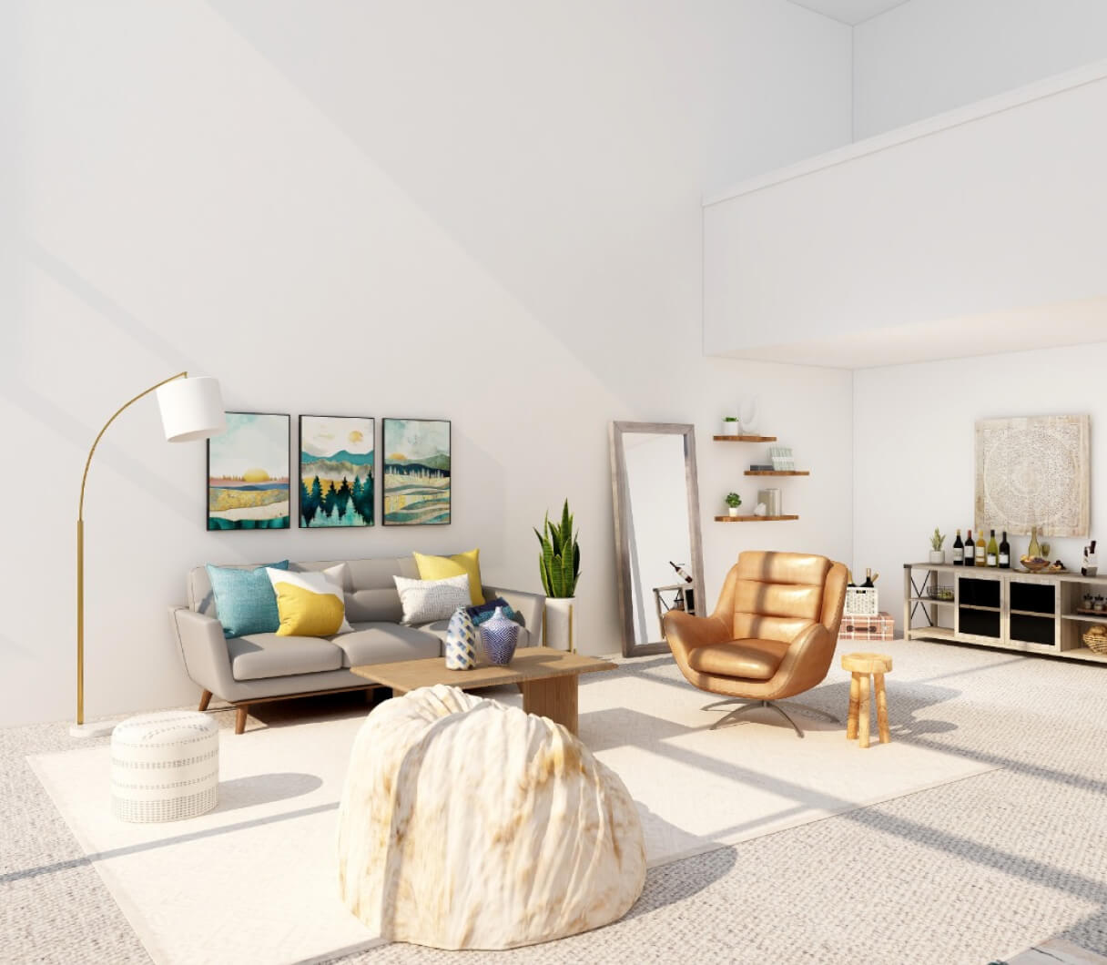 A bright, high-ceilinged living room ready for handover between tenants