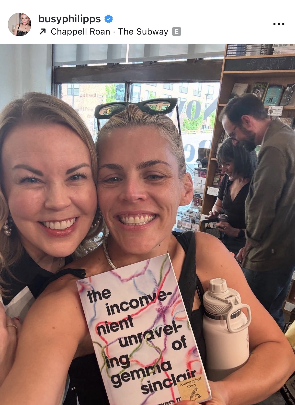 Busy Philipps reading The Inconvenient Unraveling of Gemma Sinclair
