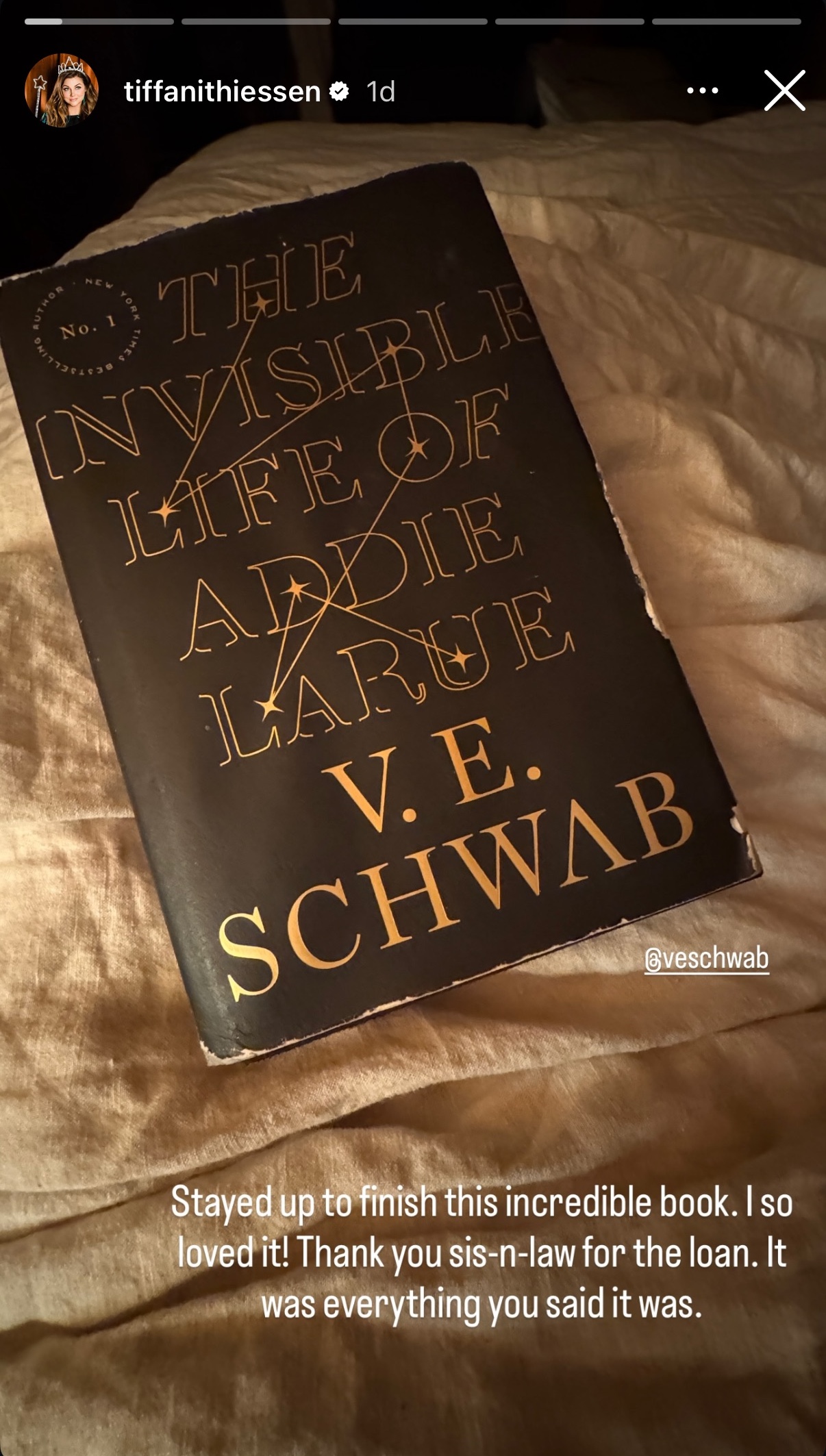Tiffani Thiessen: “The Invisible Life of Addie LaRue” by V.E. Schwab