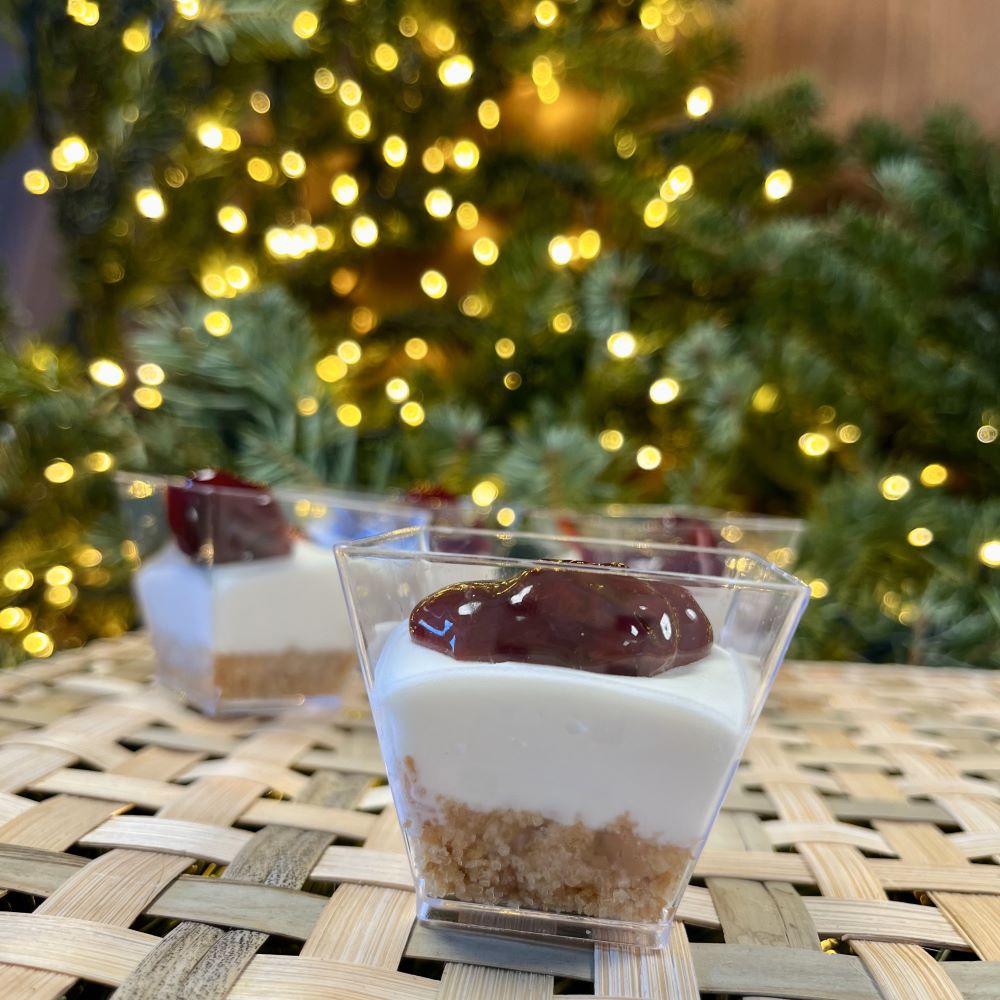 CHEESECAKE  ΜΕ ΚΟΚΚΙΝΑ ΦΡΟΥΤΑ ΤΟΥ ΔΑΣΟΥΣ ΣΕ ΣΦΗΝΑΚΙΑ  