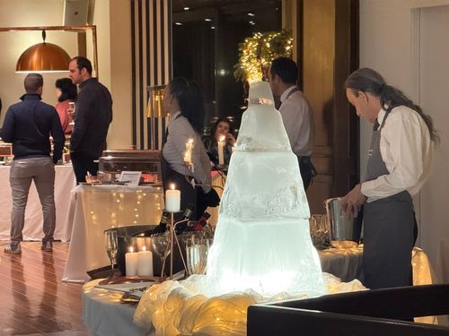 Ice sculpture at a festive reception