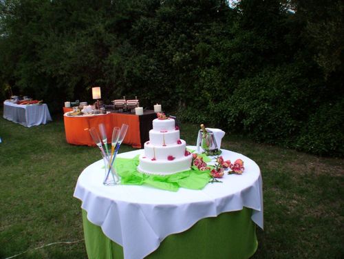 Wedding cake on a round table