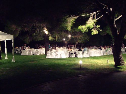 Καλεσμένοι σε γάμο απολαμβάνουν το φαγητό τους