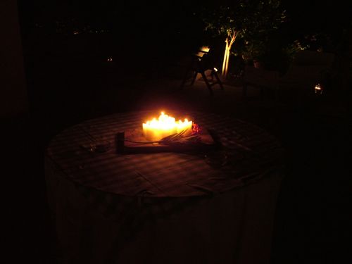 Κεράκια ρεσώ αναμμένα σε τραπέζι