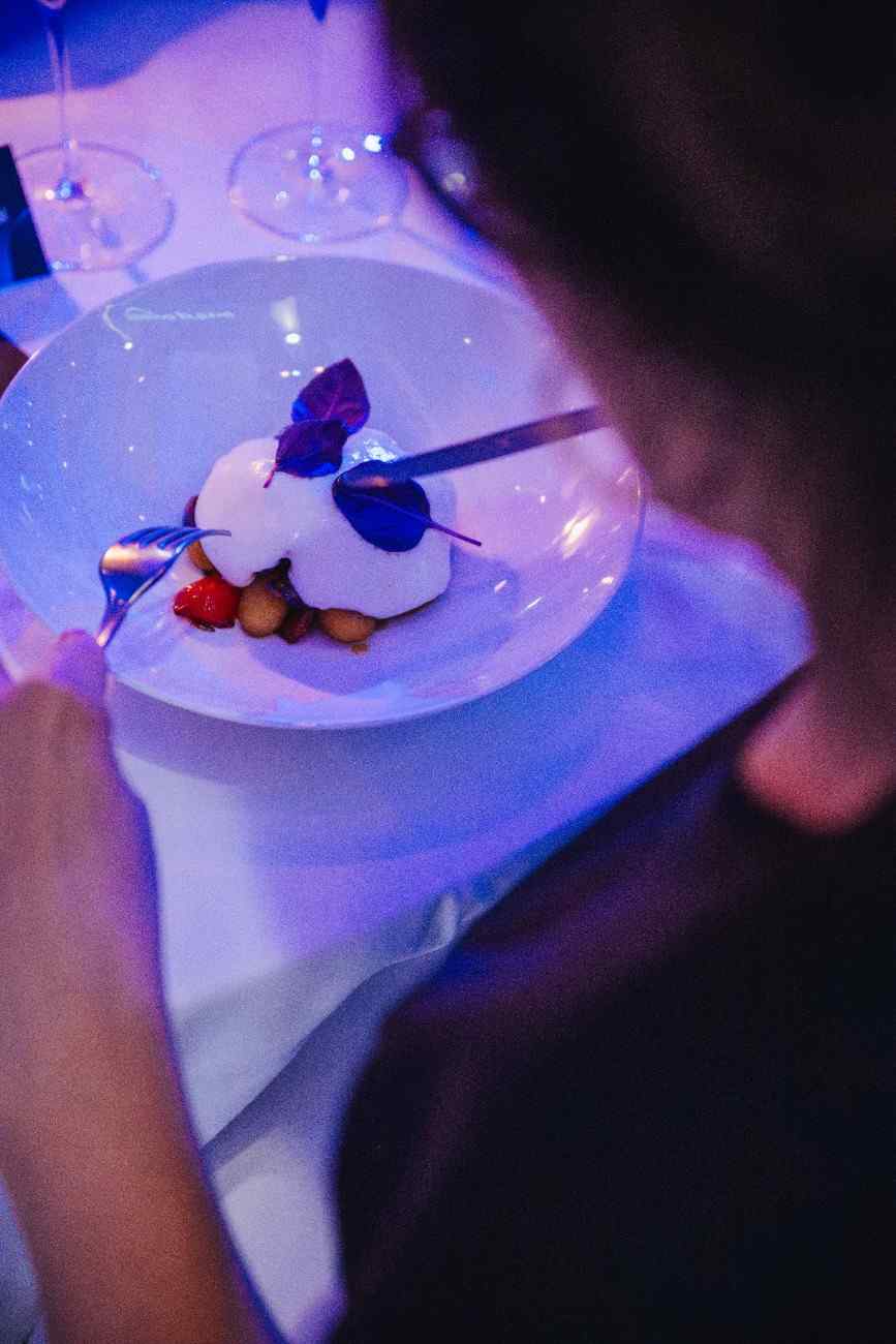 A picture of people eating food
