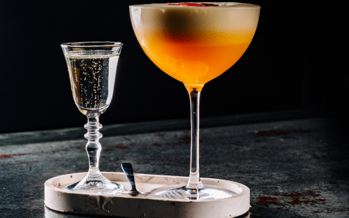 Porn Star Martini cocktail Passoã vodka fruit de la passion prosecco