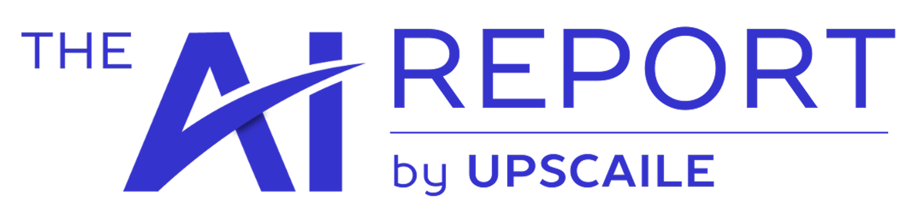 Logo of The AI Report by Upscaile with stylized AI letters and text in blue.