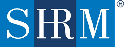SHRM logo with white letters on a blue background and a registered trademark symbol.