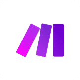 Three vertical bars in shades of purple arranged next to each other with left bar tilted.