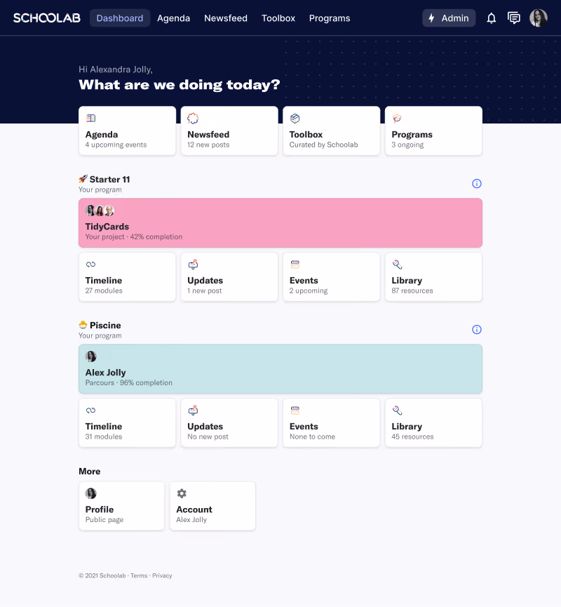 Inject desktop dashboard branded for Schoolab