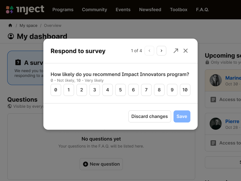 A popup asking to respond to a survey