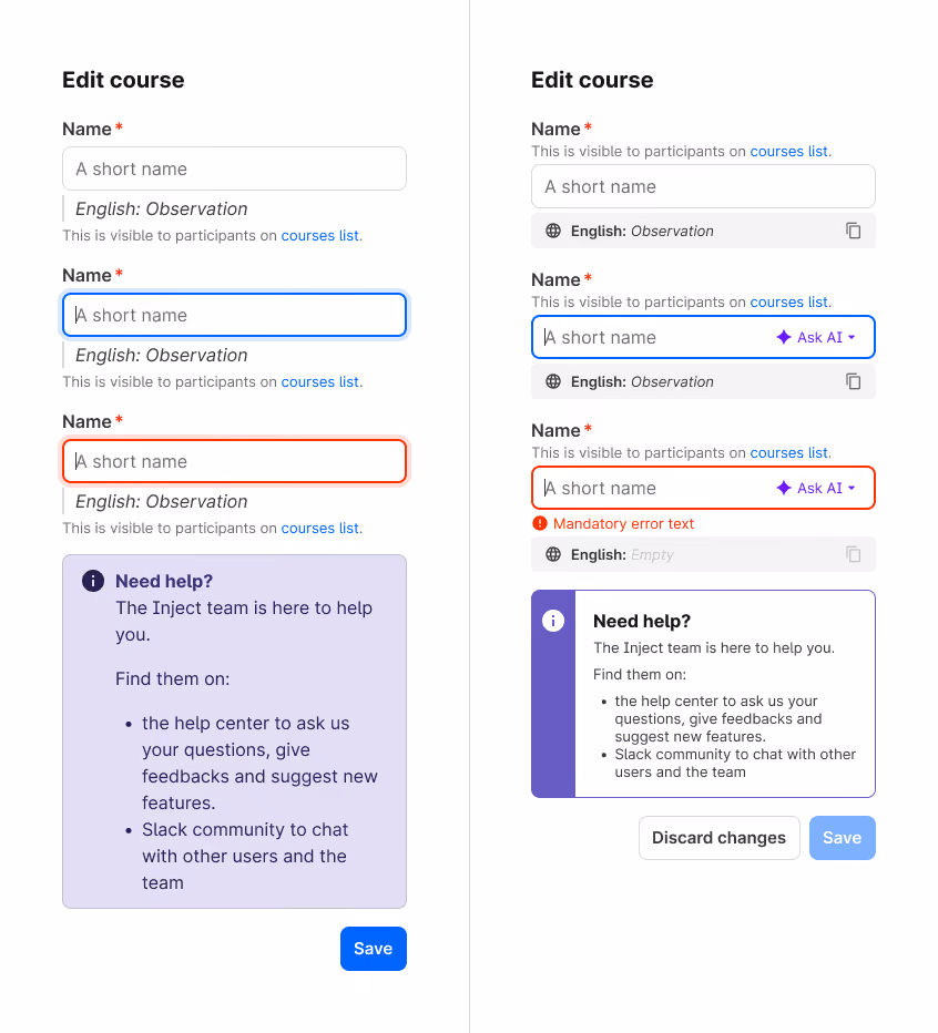 A before and after of inputs after introducing AI features
