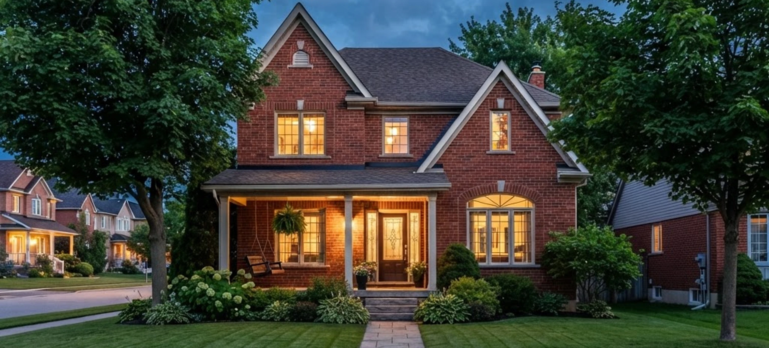 A modern Ontario home at dusk