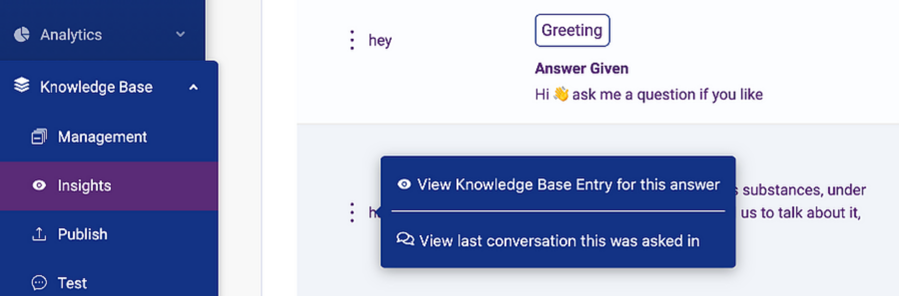 KB answer for conversation history in FAQbot