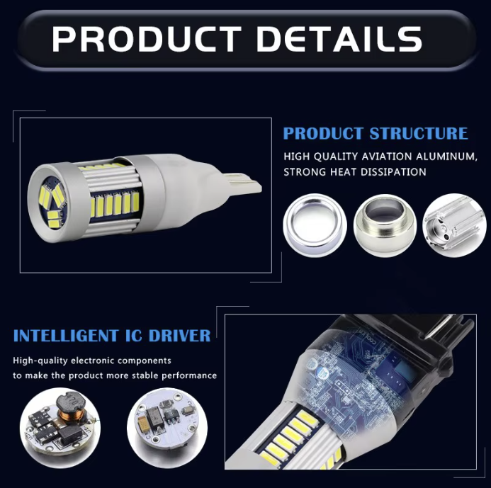 T15 912/921 LED Reverse Light Bulbs — 6500K White, Pair