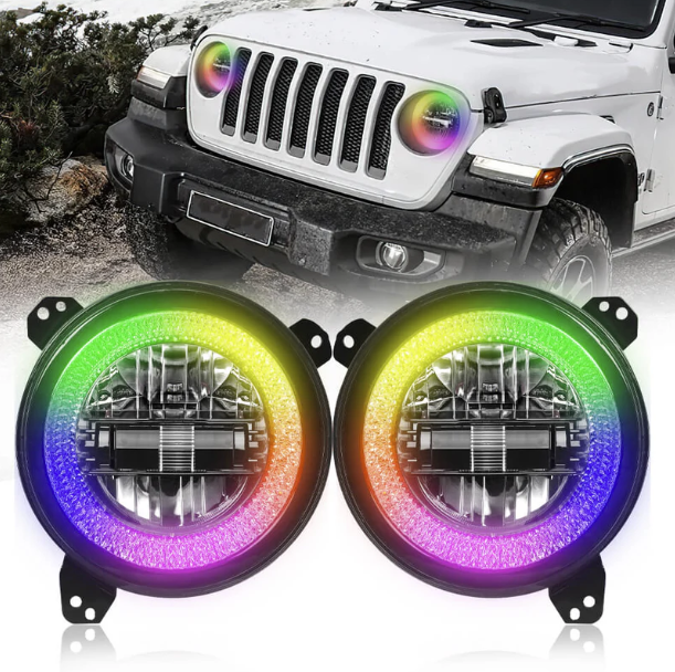 Unique RGB 9 inch Diamond Headlight for Jeep JL JT | Pair