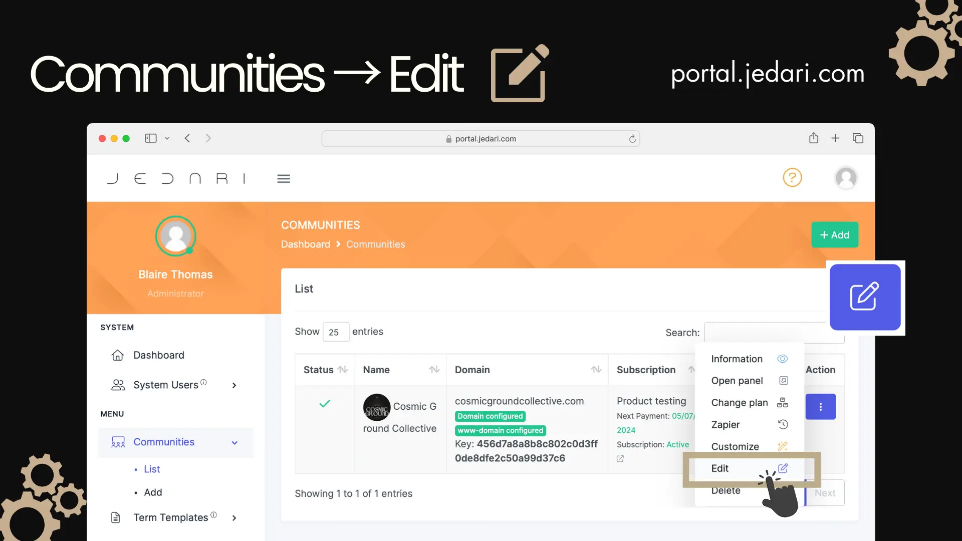 communities edit on portal.jedari.com