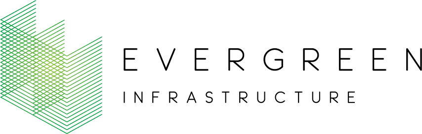 Evergreen Infrastructure logo with geometric green lines forming a stylized shape