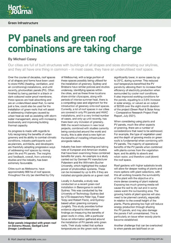PV Panels & Green Roofs