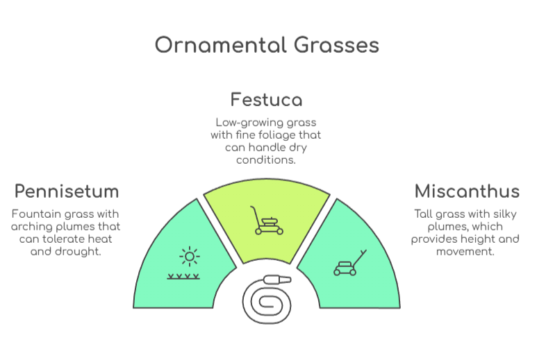 An infographic that illustrates the best ornamental grasses for rooftop gardens