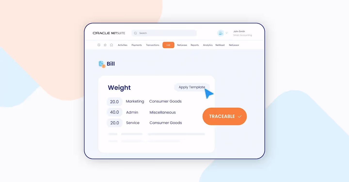 UI displaying the NetSuite interface and highlighting how to use Netgain's Shared Transactions.