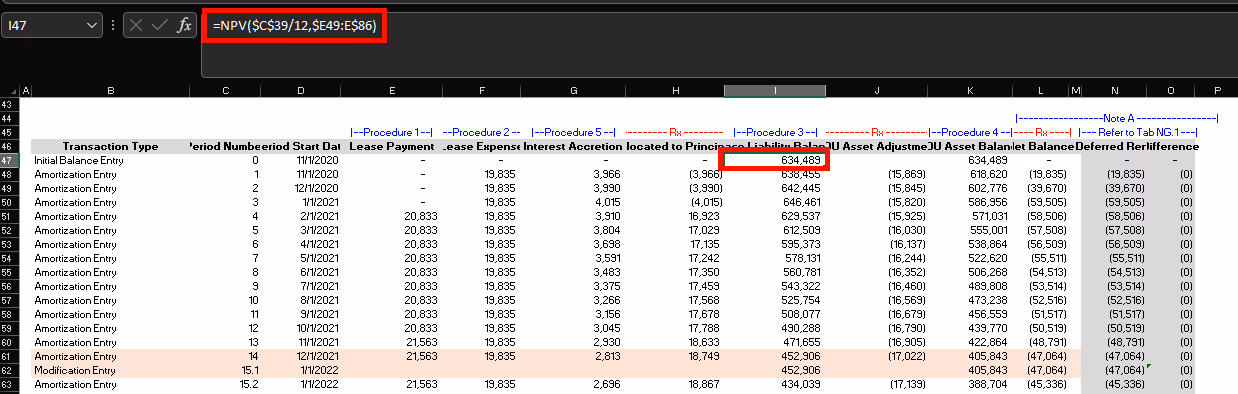Formula within the amortization worksheet