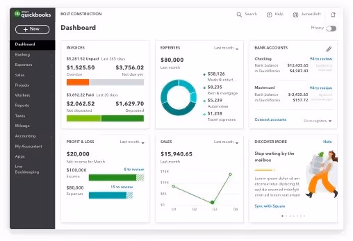 QuickBooks dashboard
