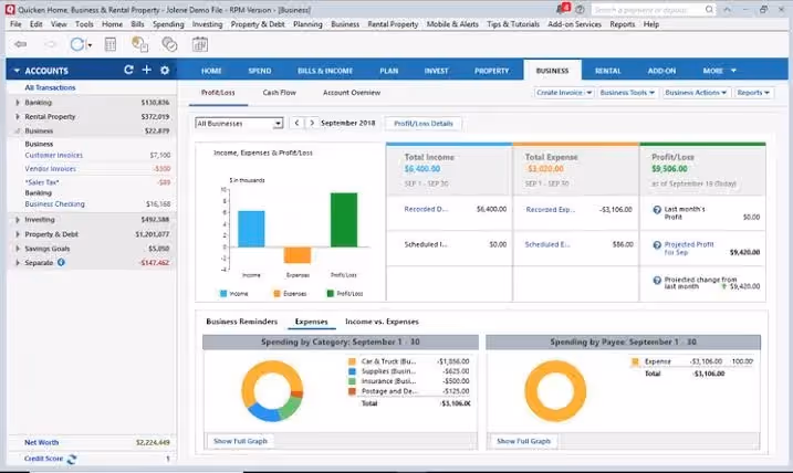 Quicken dashboard
