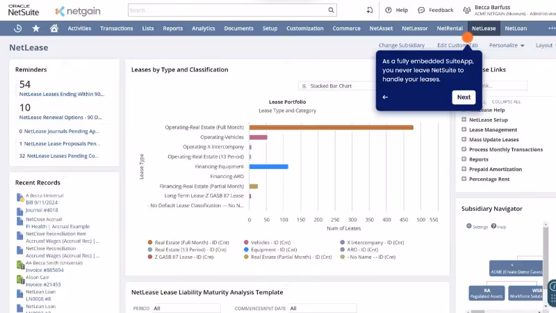 Take a self-guided tour of NetLease for NetSuite