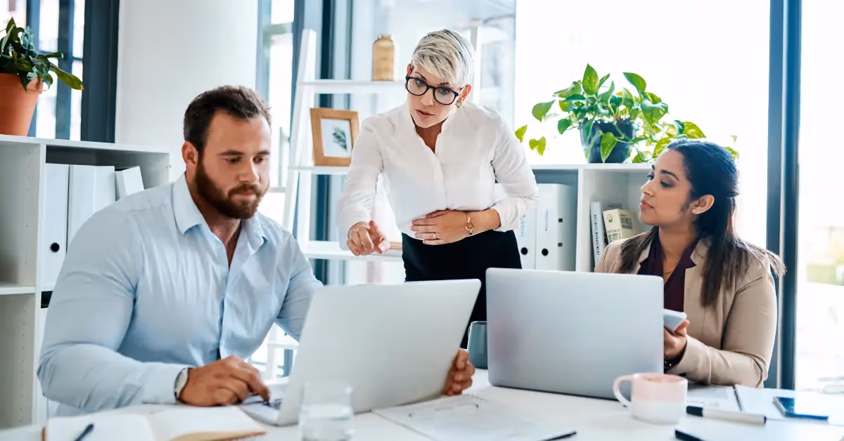 A group of accountants hard at work 