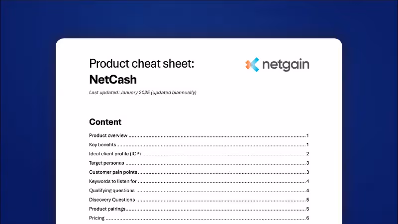 NetCash Product Cheat Sheet - Partners