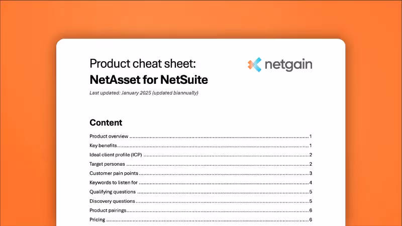 NetAsset Product Cheat Sheet - Partners
