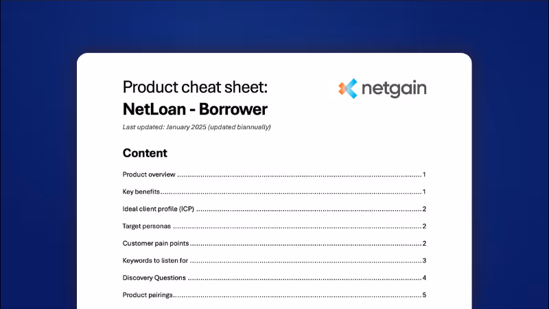 NetLoan (Borrower) - Partner Product Cheat Sheet